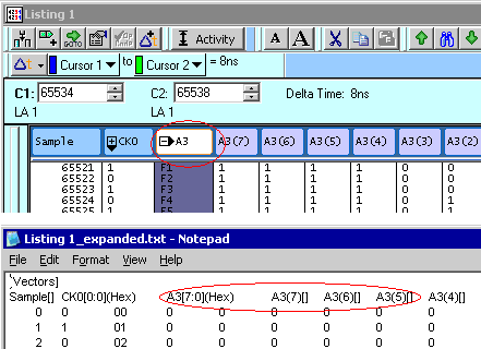 TLA listing window